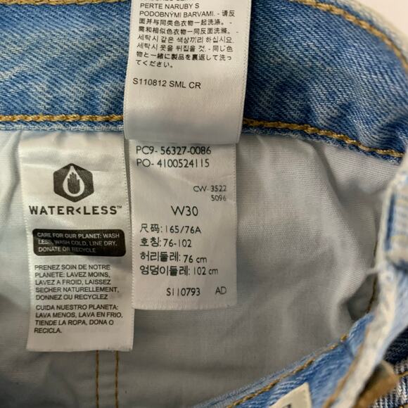 Levis 30 Premium Denim Distressed Cuff Jean Shorts Medium Blue - Picture 3 of 8